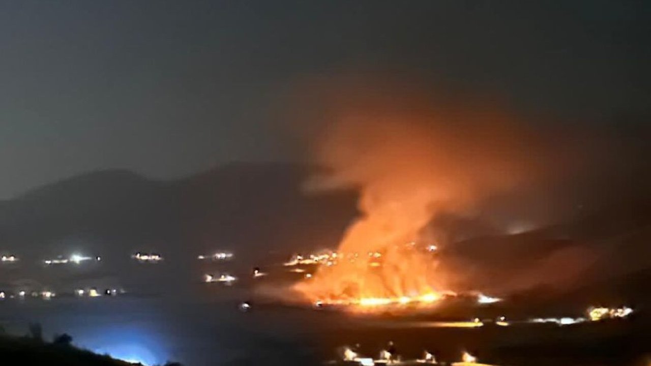 Anız yangını kilometrelerce uzaktan görüntülendi