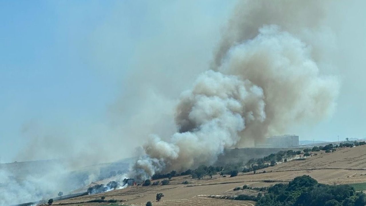 Tekirdağ’da alev alev yanan buğday tarlası küle döndü