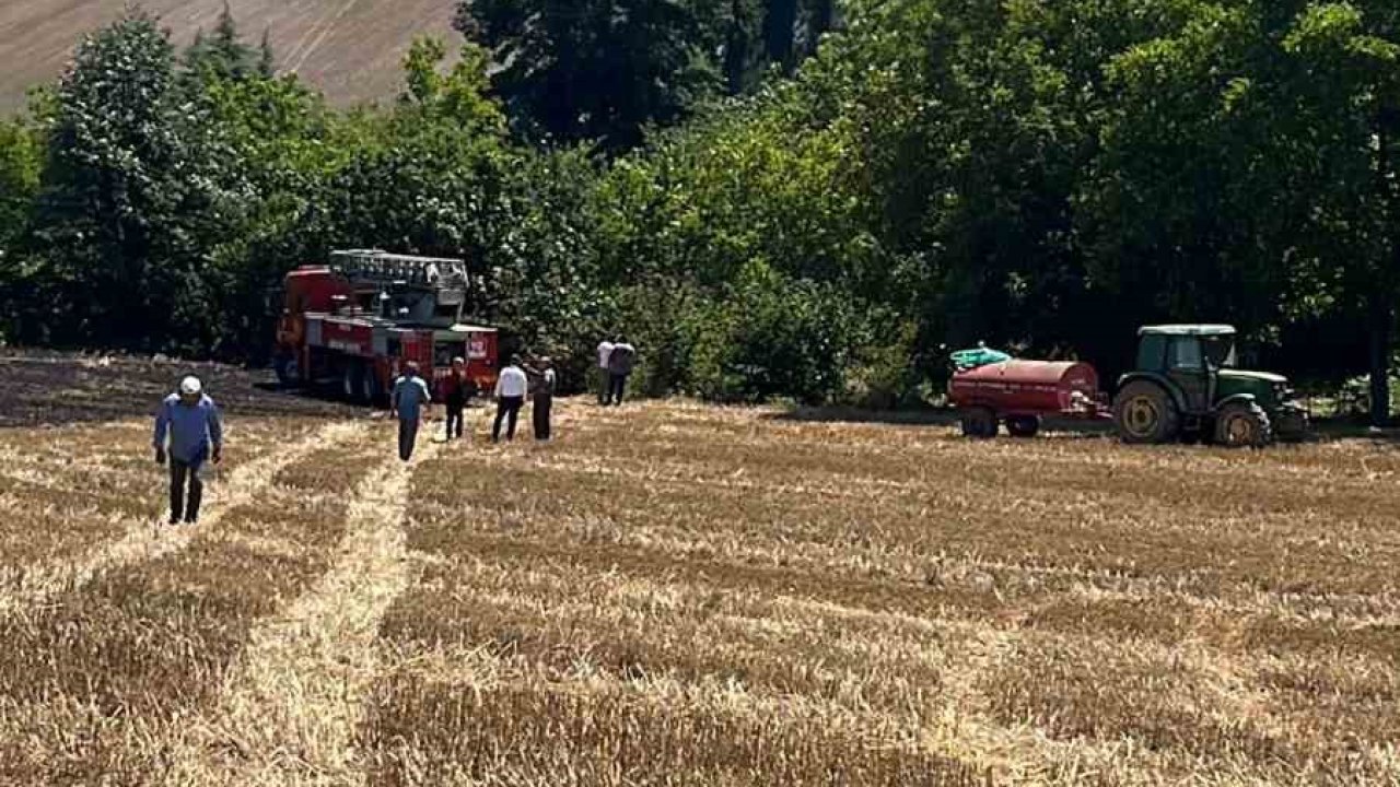 Anız yangını mezarlığa sıçramadan söndürüldü