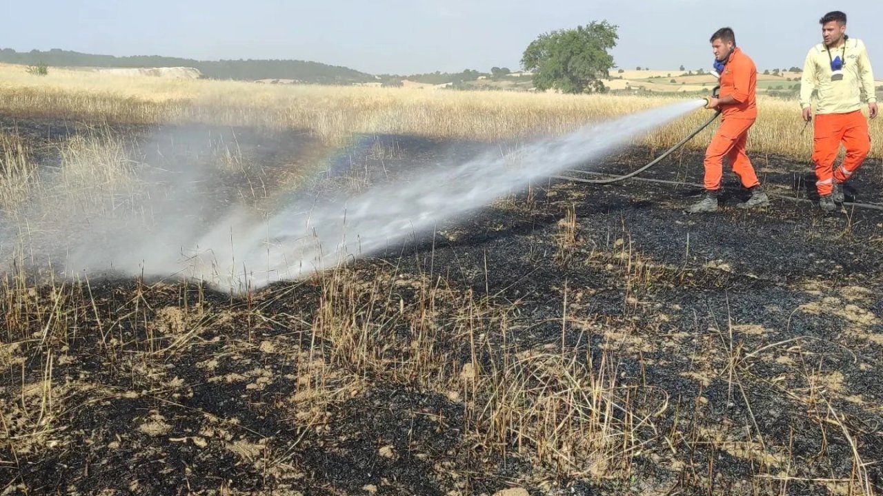 Dumlupınar’da tarım arazisindeki yangın büyümeden söndürüldü