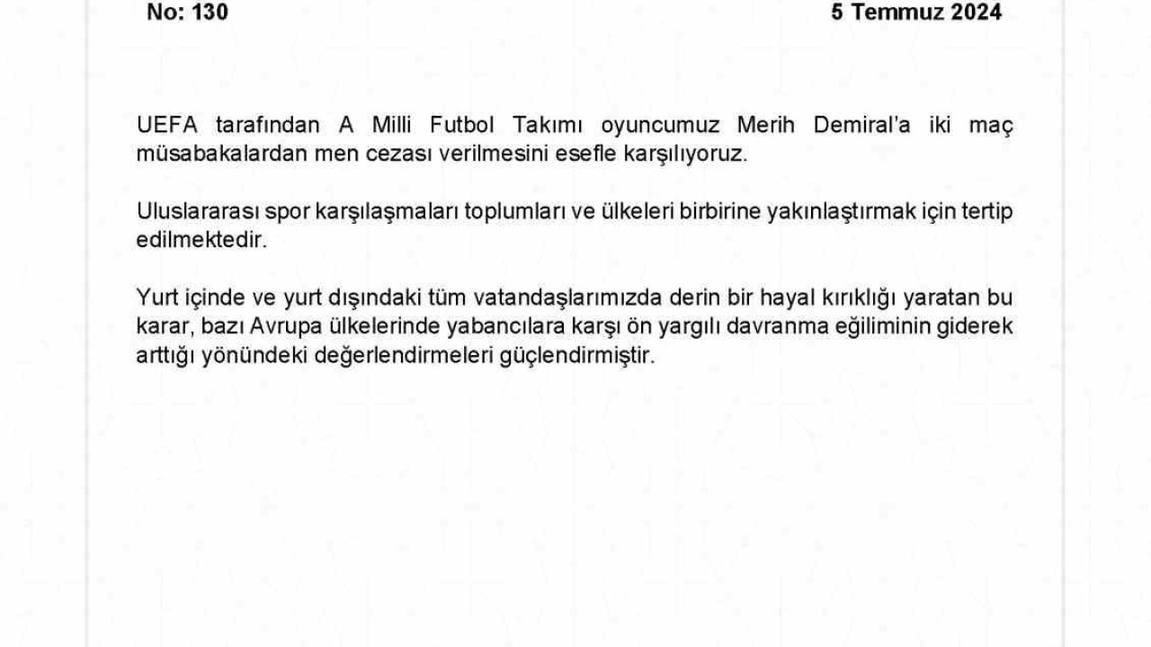 Dışişleri Bakanlığı’ndan Merih Demiral açıklaması