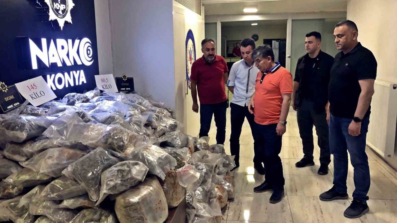 Konya’da araç içerisinden 225 kilo uyuşturucu madde çıktı