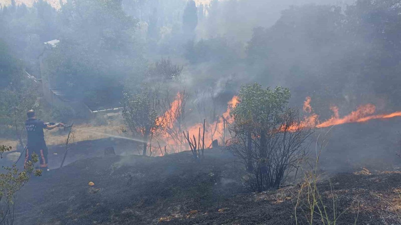 Malatya’da bahçelik alanda korkutan yangın