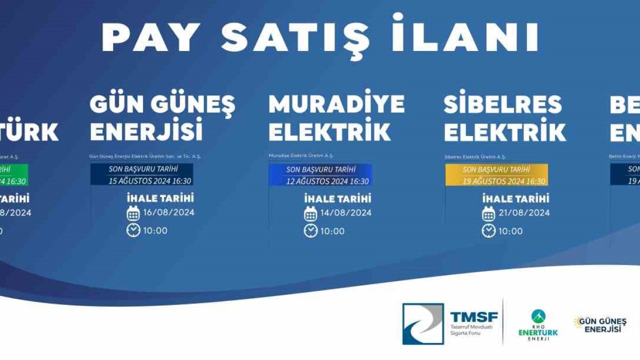 Yenilenebilir enerjide dev satış: TMSF enerji şirketlerini ihaleye çıkardı