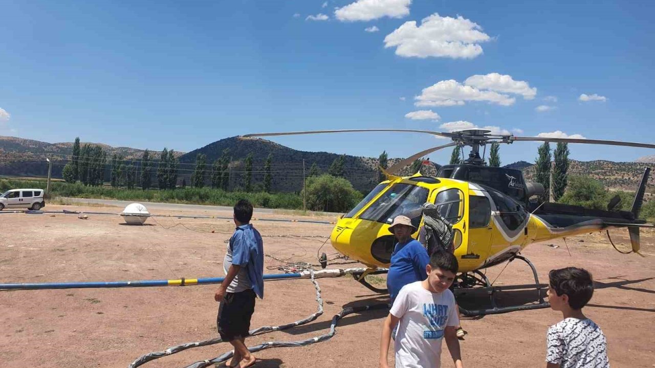 Gölbaşı’nda helikopterle maden araştırması yapılıyor