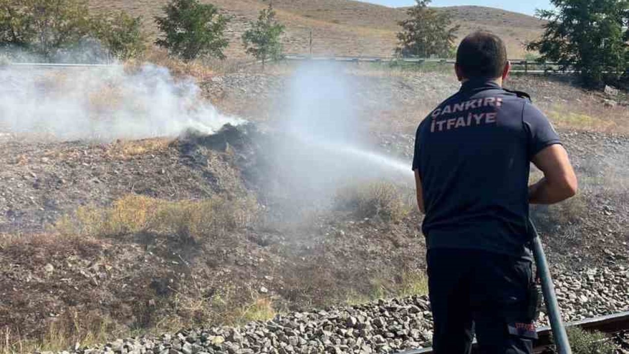 Trenden çıkan kıvılcım yangına sebep oldu