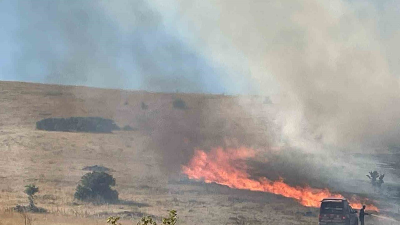 Malatya’da bir hektarlık alanda anız yangını