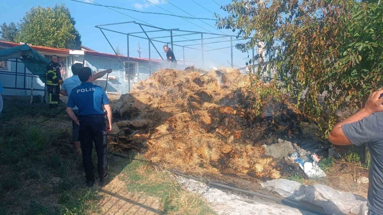 Tavşanlı’da korkutan samanlık yangını