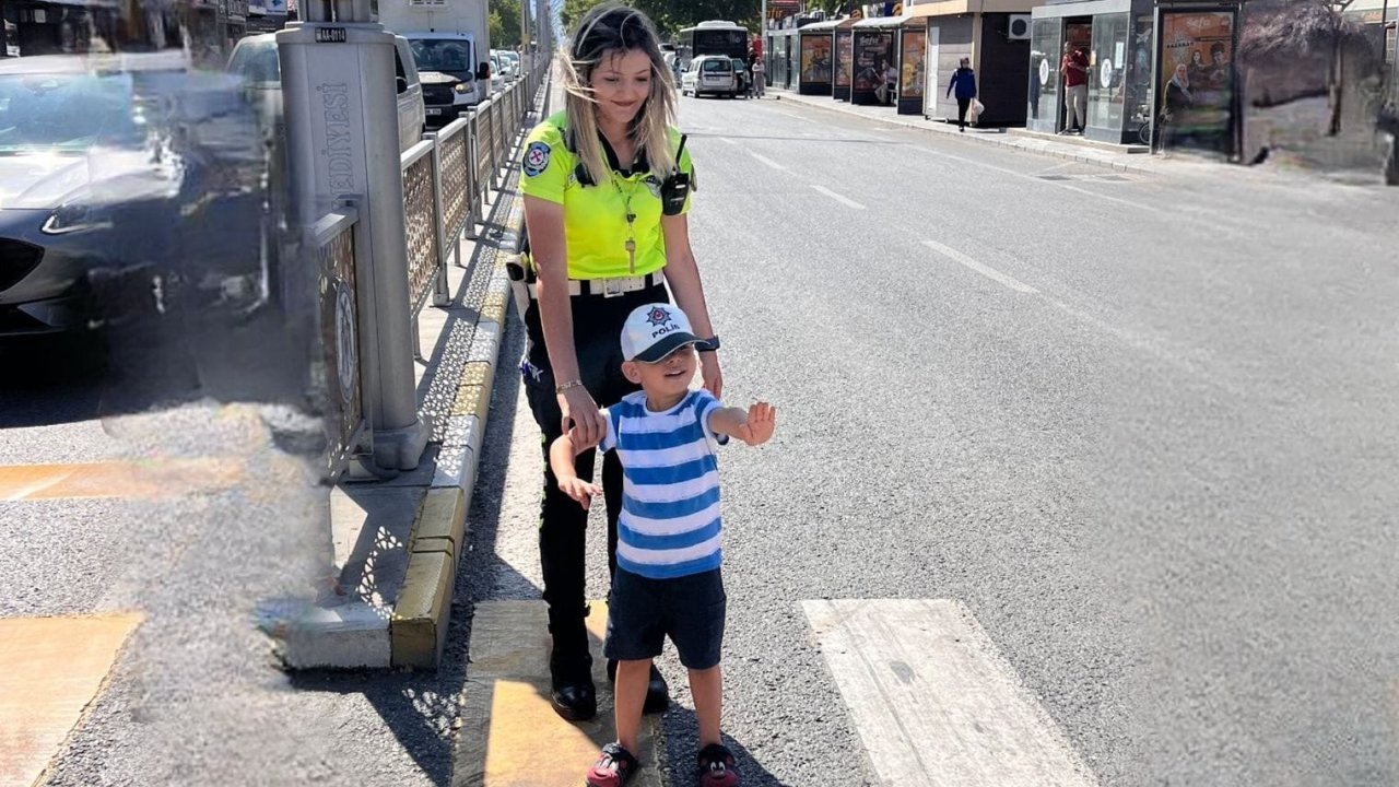 Minik trafikçinin hayali polis olmak