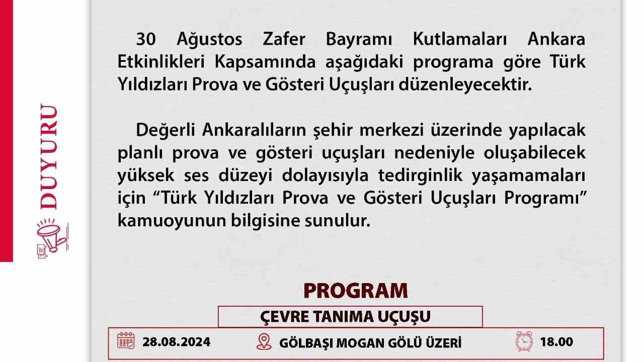 Türk Yıldızları 30 Ağustos’ta Ankara semalarında olacak