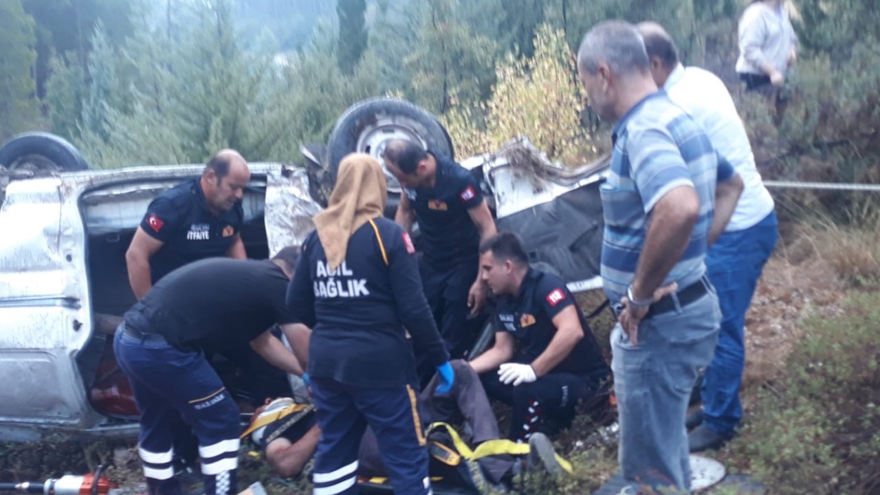 Burdur’da kontrolden çıkan otomobil şarampole devrildi, 1 yaralı