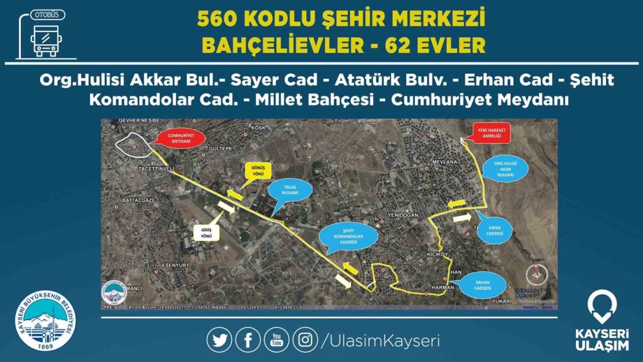 Büyükşehir Belediyesi Ulaşım AŞ’den Talas’a 6 yeni hat