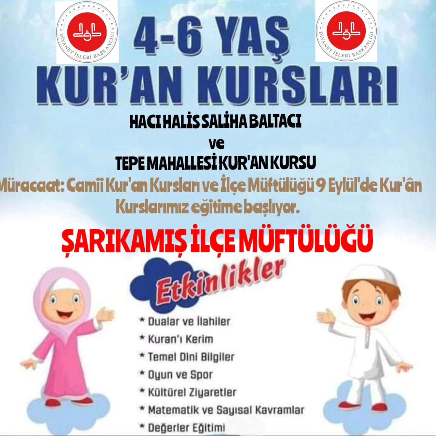 Sarıkamış'ta 4-6 yaş Kur'an kursları başlıyor