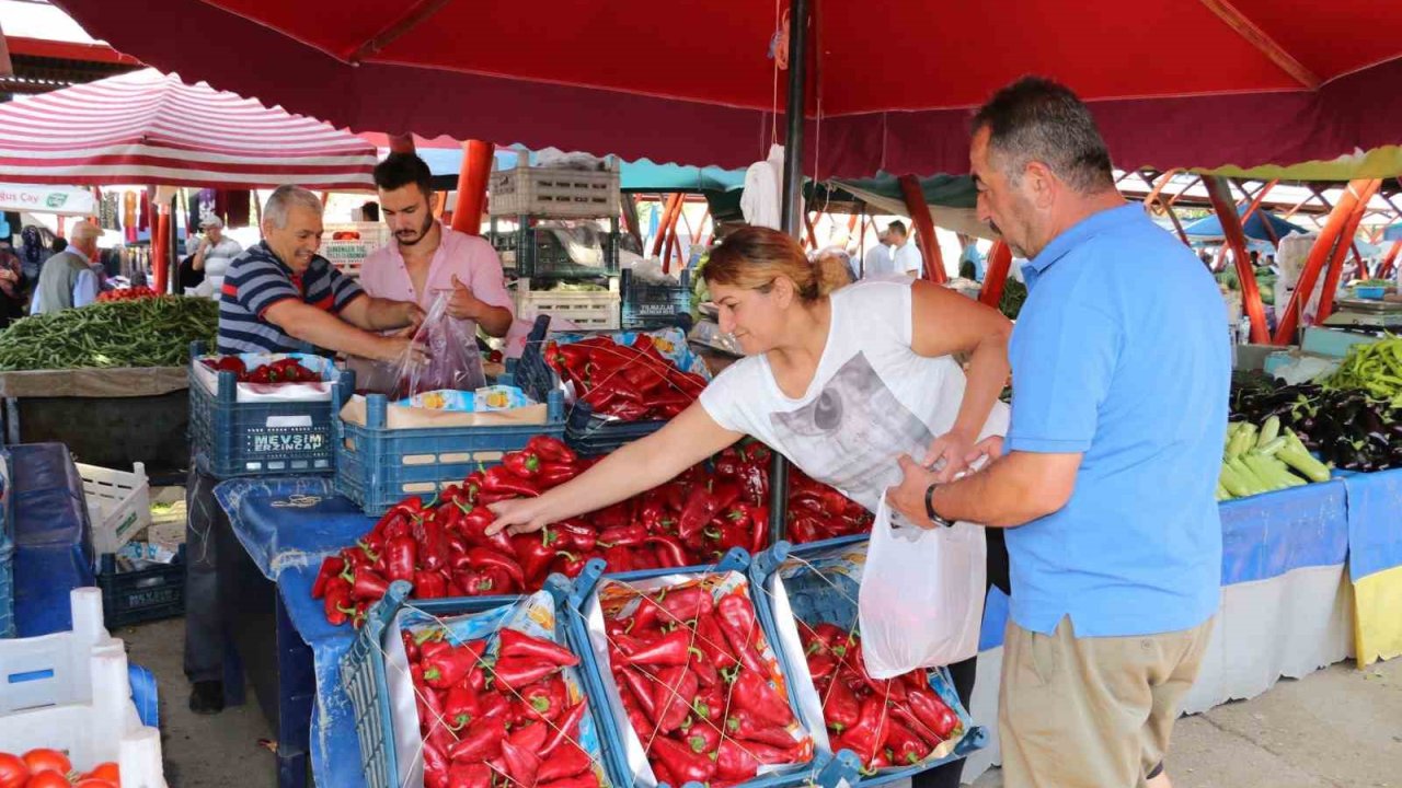 Erzincan’da salçalık domates ve biberler tezgahlarda