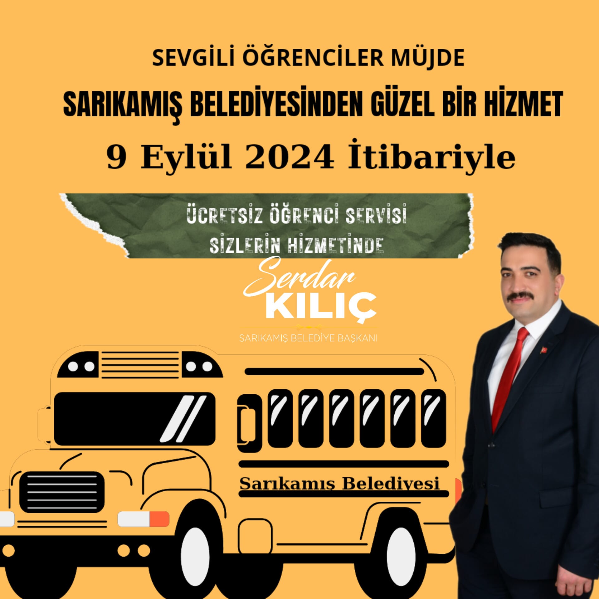 Sarıkamış'ta öğrenci servisleri ücretsiz!