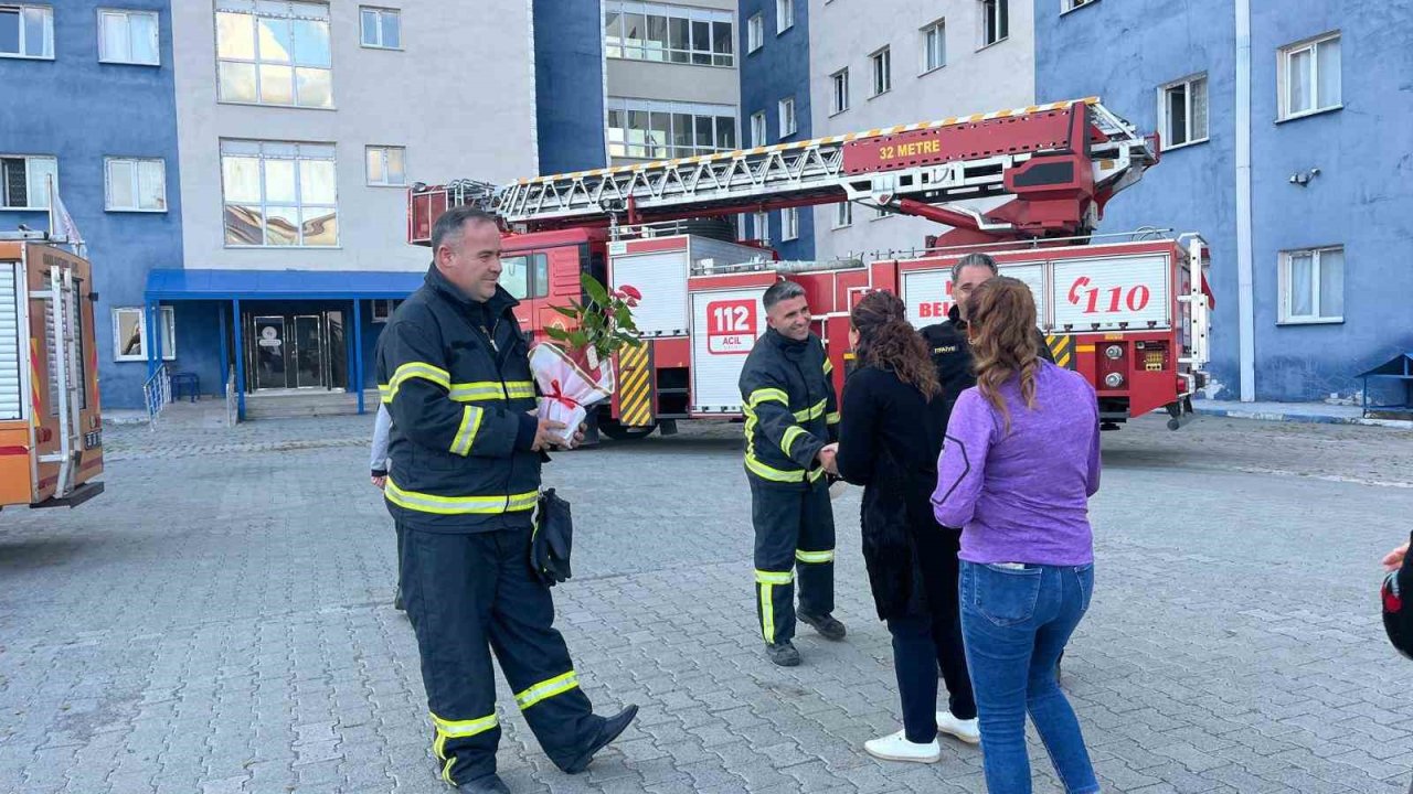 Kars’ta yurt öğrencilerinden itfaiyecilere sürpriz