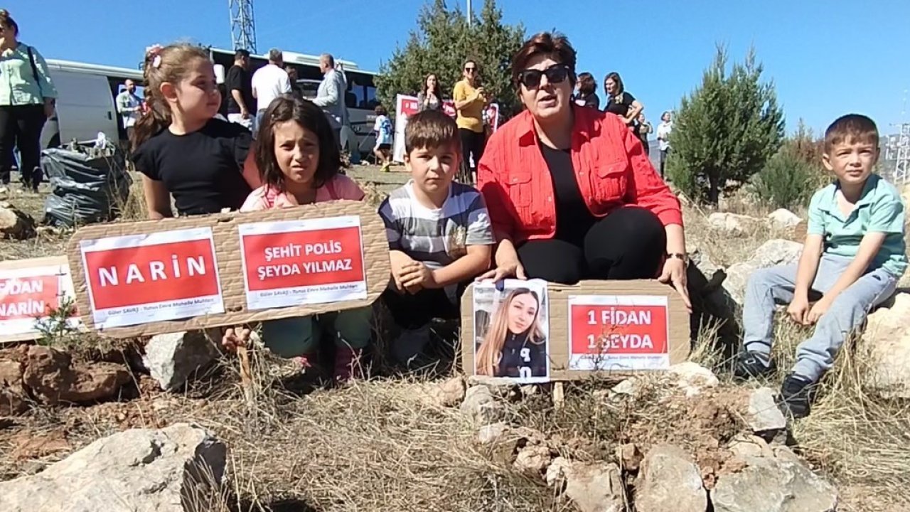 Zile’de şehit polis Yılmaz ve küçük Narin için fidanlar toprakla buluştu