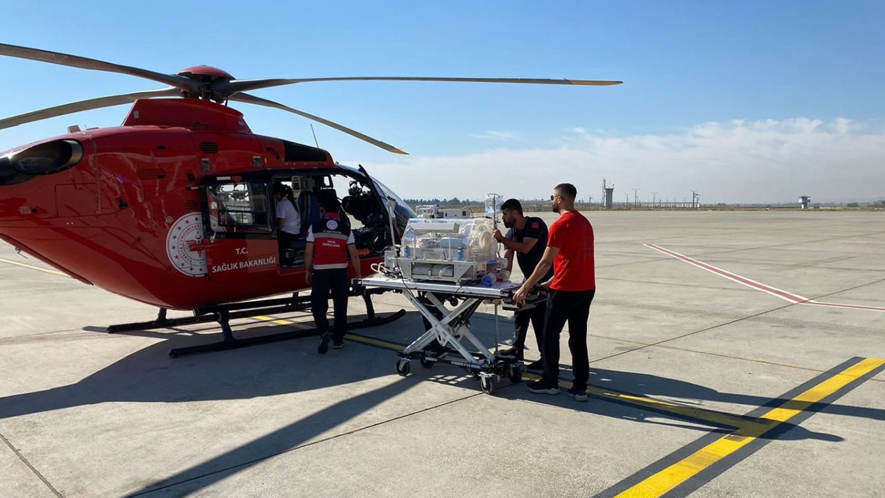 Batman’da ambulans helikopter İbrahim bebek için havalandı