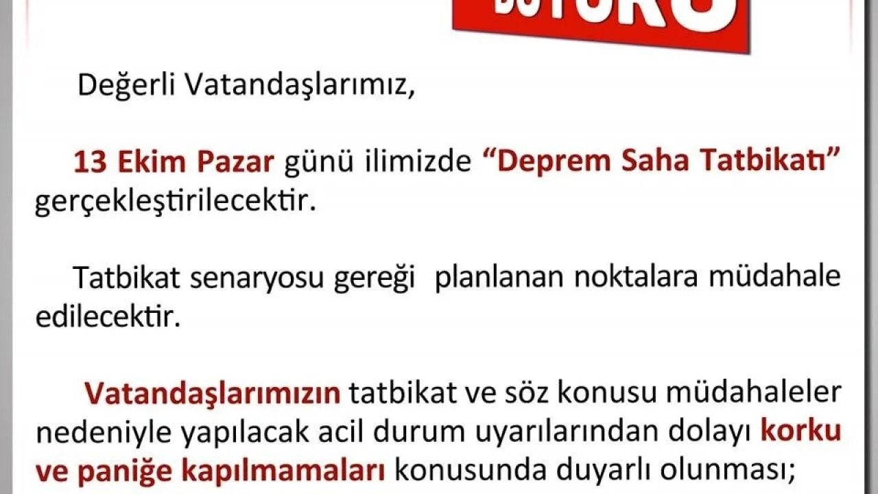 Uşak’ta Deprem Saha Tatbikatı gerçekleştirilecek