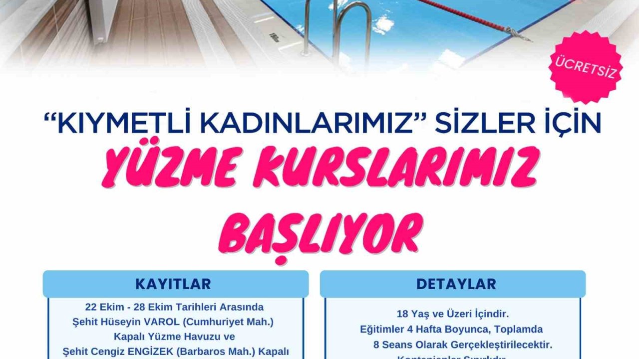 Onikişubat Belediyesi’nden kadınlara yönelik ücretsiz yüzme kursu