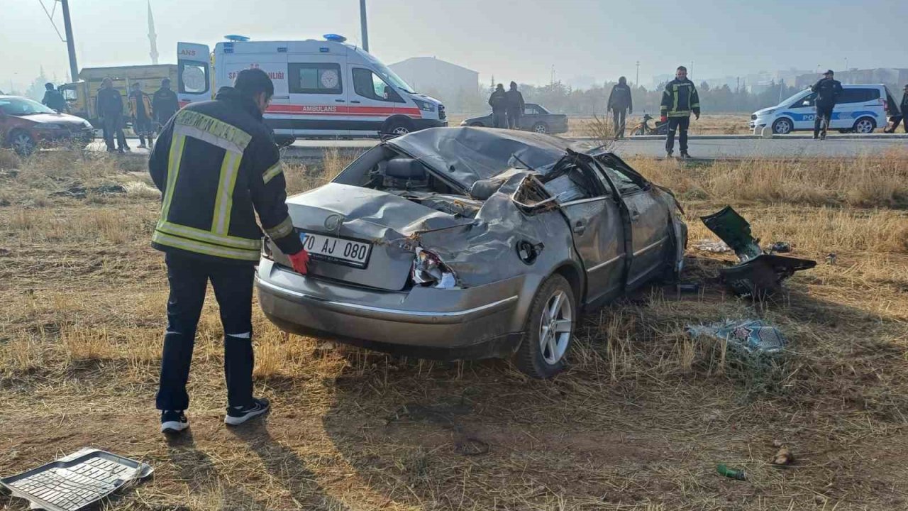 Kontrolden çıkan otomobil tarlaya takla attı: 1 yaralı