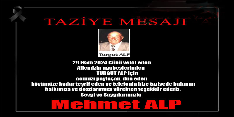 Mehmet Alp'ten Taziye teşekkür mesajı