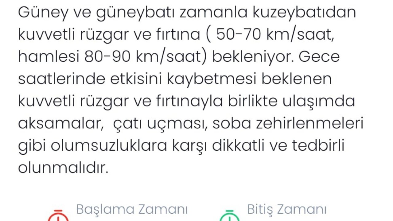 Denizli’ye kuvvetli rüzgar ve fırtına uyarısı