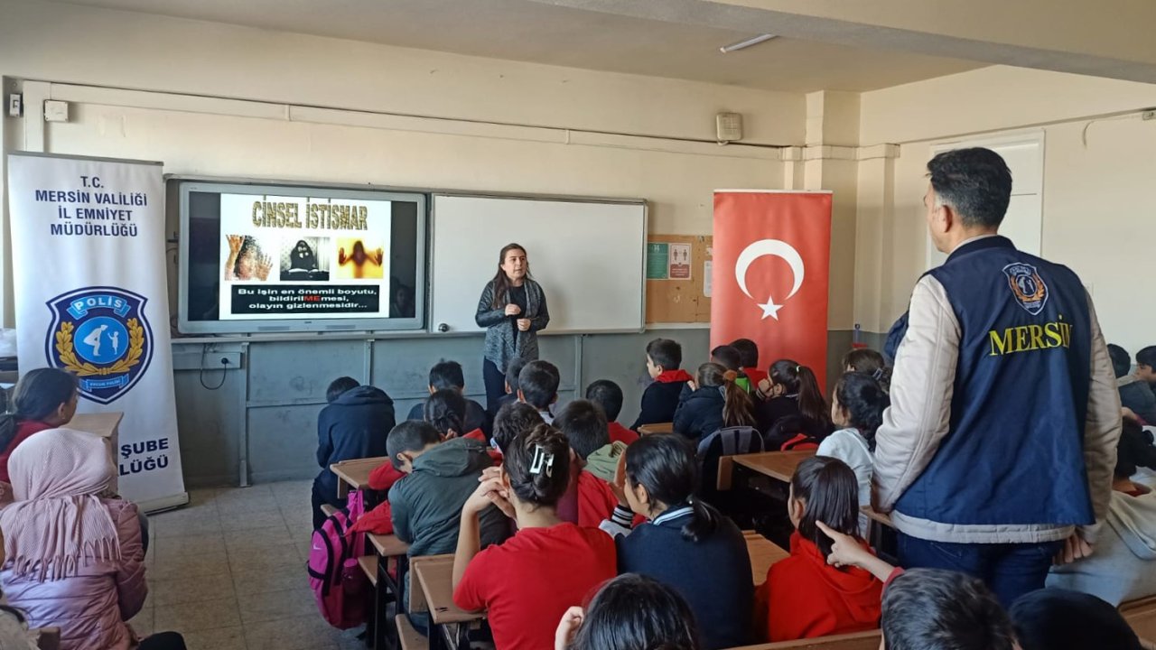 Mersin emniyeti çocukları okullarda suç ve suçluya karşı bilgilendirdi