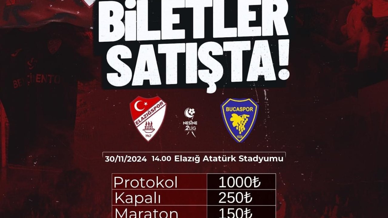 Elazığspor - Bucaspor 1928 maçı biletleri satışta