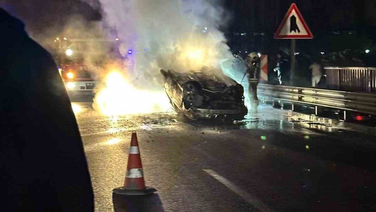 Ankara’da takla atan araç alevlere teslim oldu: 2 yaralı