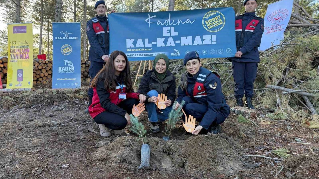 Çine’de fidanlar kadına şiddete karşı toprakla buluştu