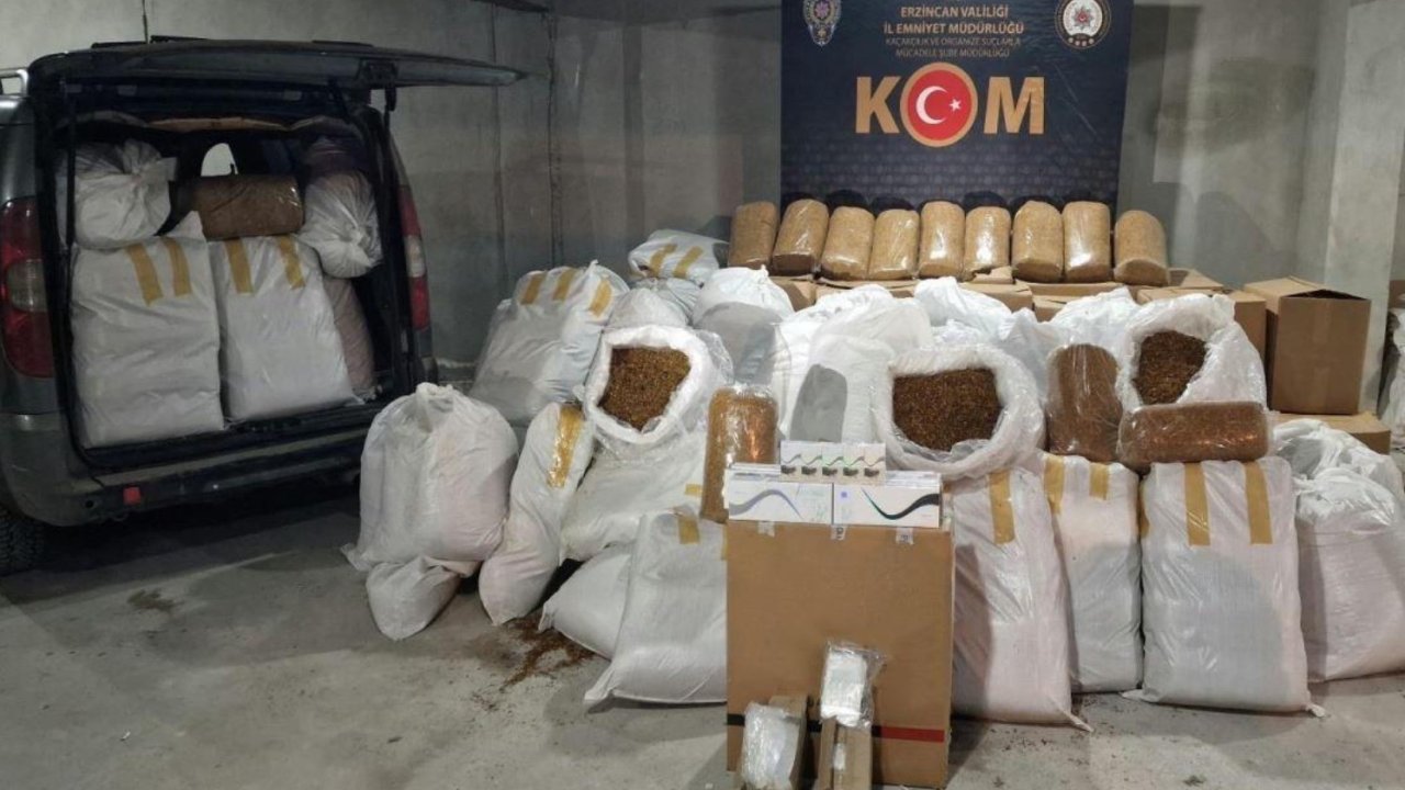 Erzincan’da 2 ton 550 kg kaçak tütün ele geçirildi