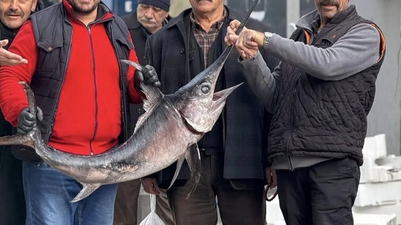 Karadeniz’den Erzincan’a gelen Kılıçbalığıyla poz verdiler