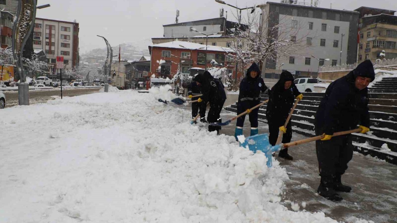 Hakkari Belediyesinin kar timleri görev başında