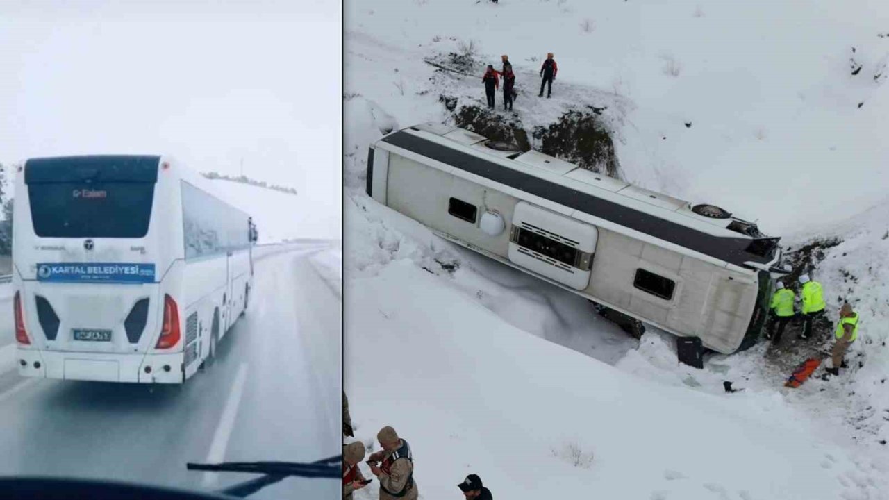 Erzincan’da kaza yapan otobüsün kaza yapmadan saniyeler öncesi görüntüsü ortaya çıktı