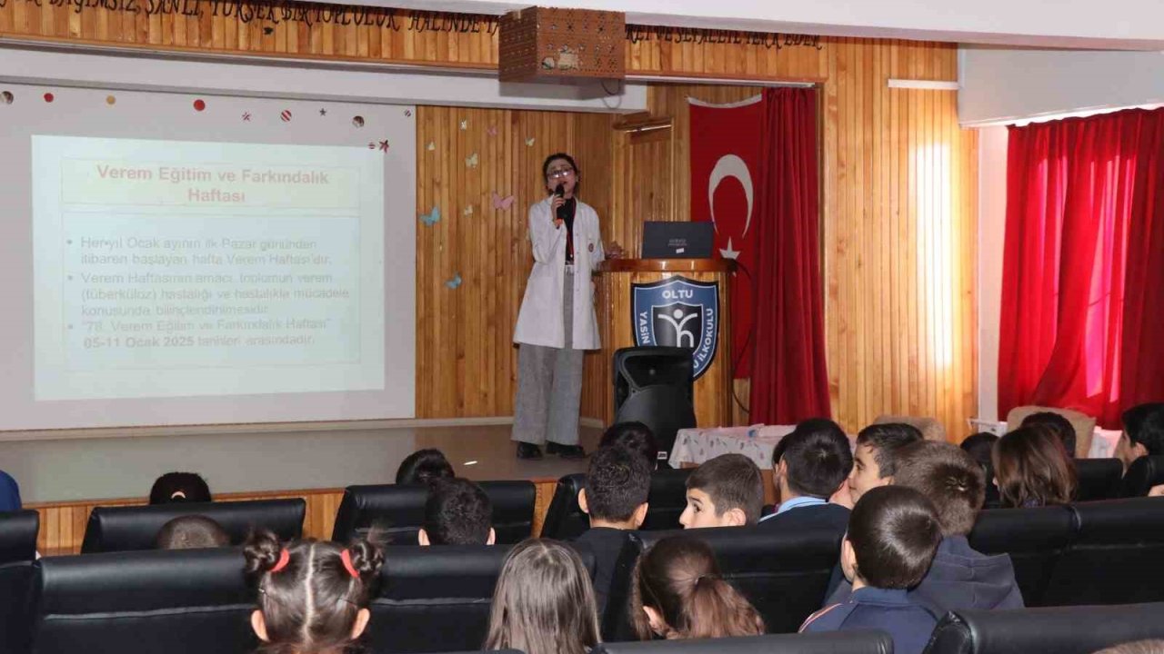 Oltu’da ilkokul öğrencilerine verem haftası bilgilendirme eğitimi