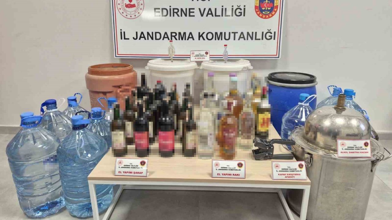 Keşan’da 384 litre sahte içki ele geçirildi