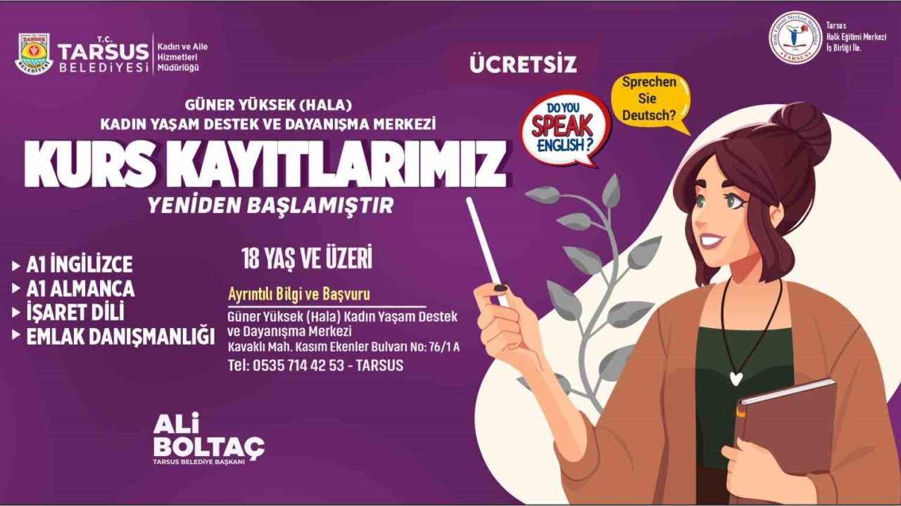 Tarsus Belediyesinden ücretsiz dil eğitimi fırsatı