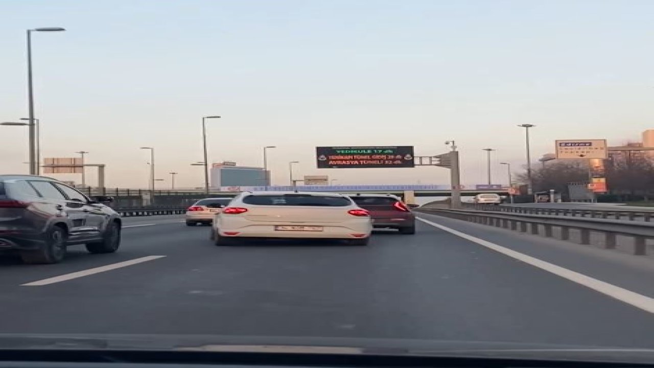 E5 Karayolunda  tehlikeli hareketler kamerada
