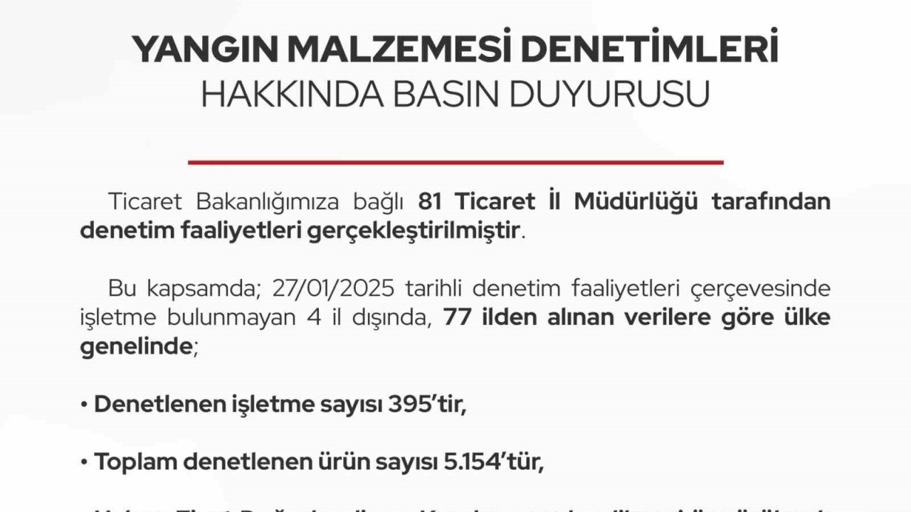Ticaret Bakanlığından yangın malzemesi denetimi: 351 işletmeden savunma istendi