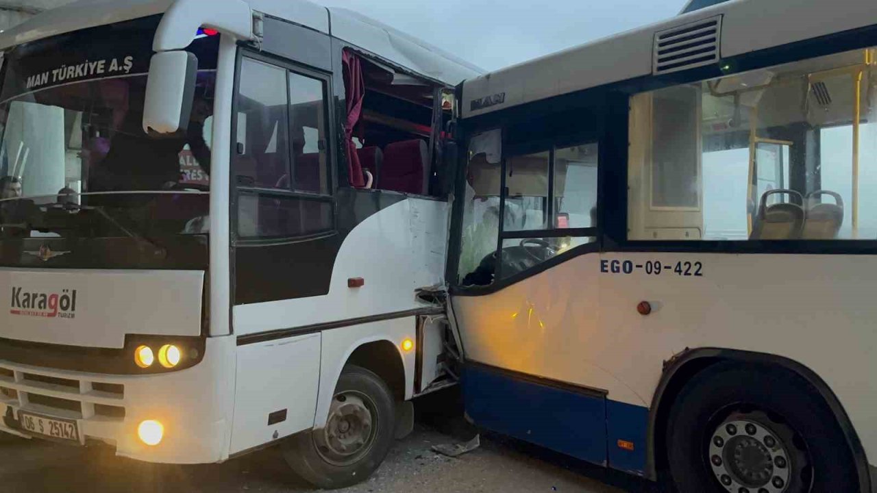 EGO otobüsü ile servis aracı çarpıştı, yaralılar var