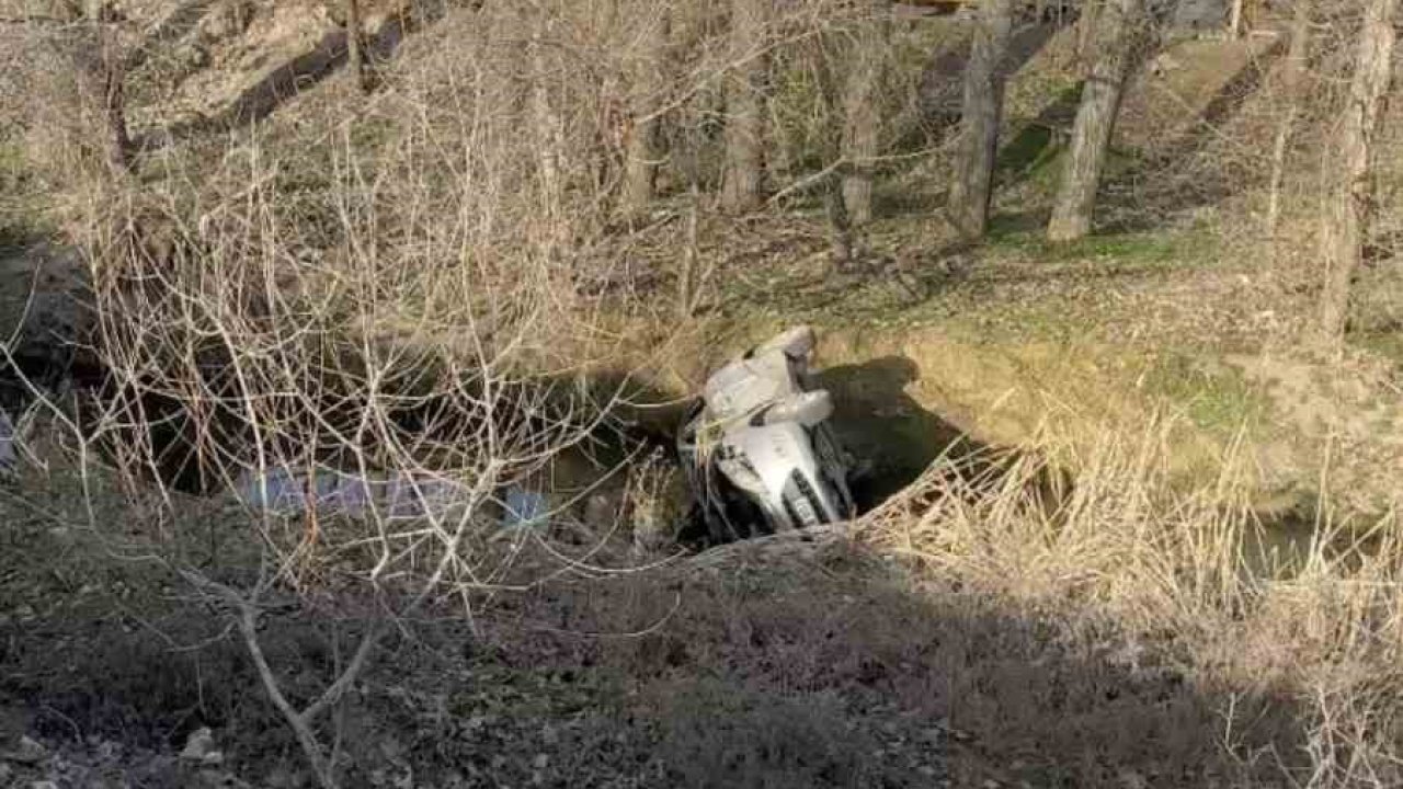 Dereye uçan otomobilin sürücüsü yaralandı