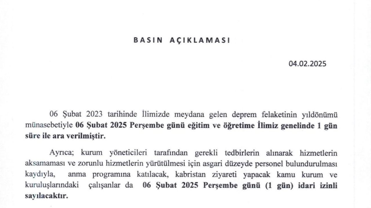 Gaziantep’te deprem yıldönümünde okullar tatil edildi