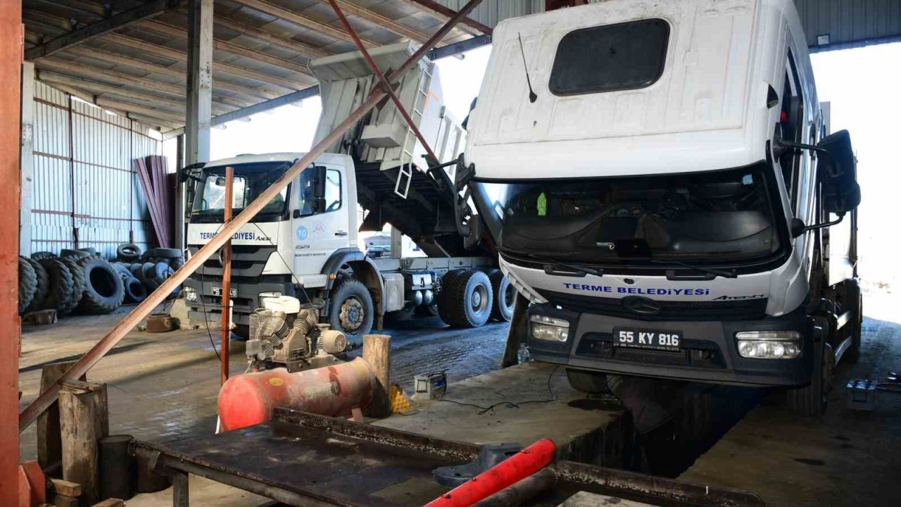 Terme Belediyesi araçlarını atölyelerinde tamir ederek tasarruf sağlıyor