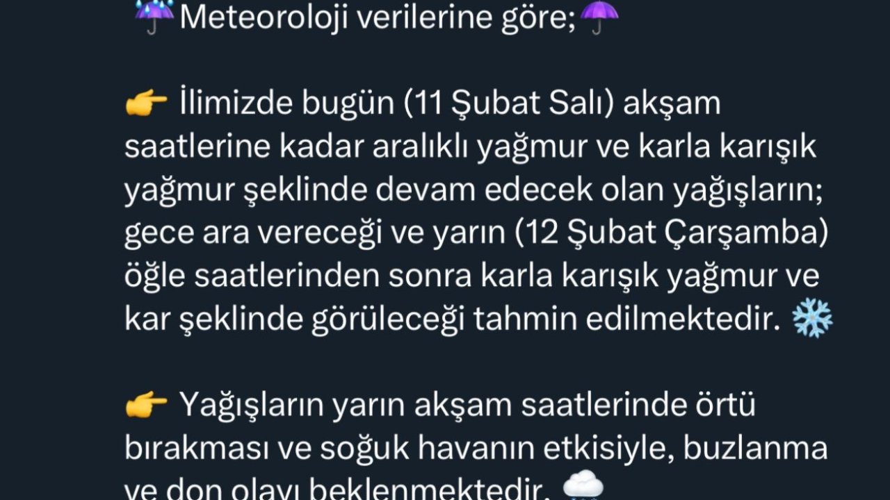 Sakarya’da soğuk ve yağışlı hava uyarısı