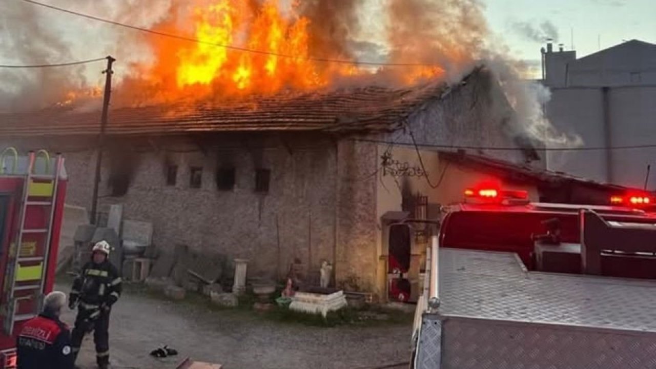 Denizli’de mermer imalathanesi yangında kullanılamaz hale geldi