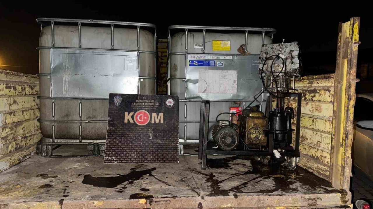 Düzce’de 350 litre akaryakıt 15 kilo tütün ele geçirildi