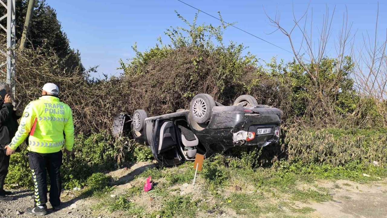 Dörtyol’da ters dönen otomobilin sürücüsü yaralandı