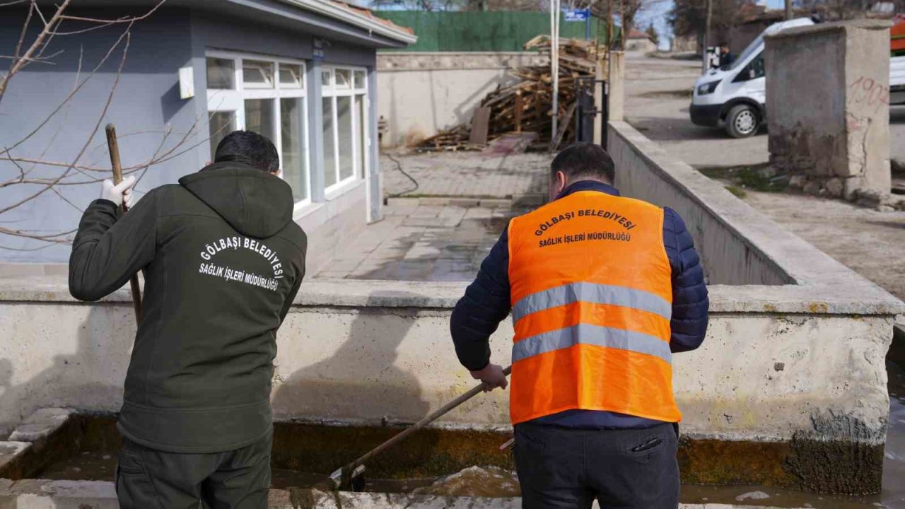 Gölbaşı’nın çeşmeleri vektörle mücadele kapsamında temizlendi