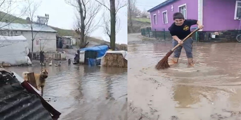 Kars'ta sel: Evleri su bastı